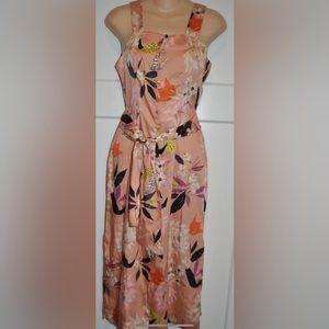 KRISA REVOLVE Floral button Font Leg Slits Midi Dress XS NEW